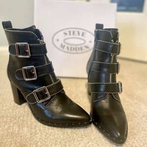 Steve Madden Black Leather Boots 8.5